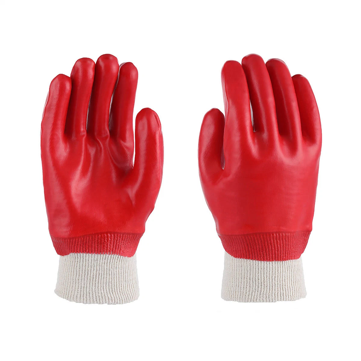 Brassard de poignet gant enduit résistant aux produits chimiques à usage intensif de pendage premium lisse en nitrile sécurité fini avec tricot en PVC rouge