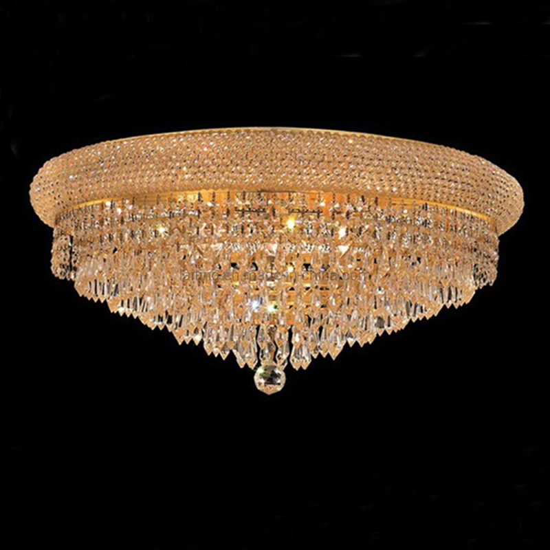 Hotel Foyer Custom Fixture Restaurant Flush Mount Ceiling Lighting Round Crystal Chandelier