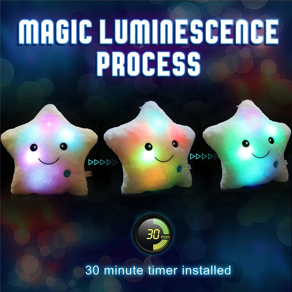 Creative Twinkle Star Glowing LED Night Light Plush Pillows Stuffed Toys (White)