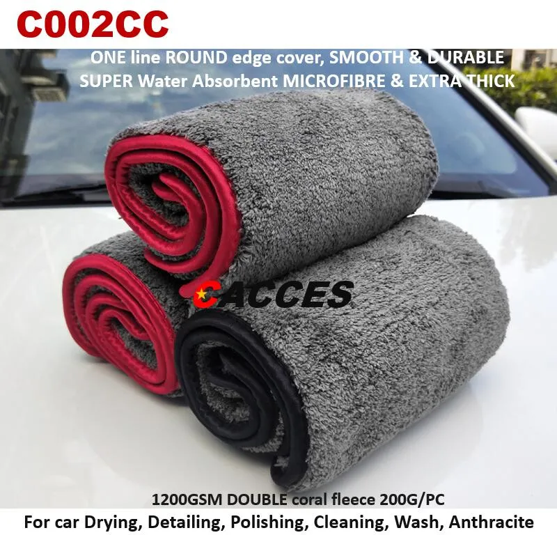 Cacces 3 Super Absorbent Microfibre Thick Plush Cloths 40 X 40 Cm, for Car Drying, Detailing, Polishing, Cleaning, Wash, Anthracite 2021 Car Cloth Best Seller