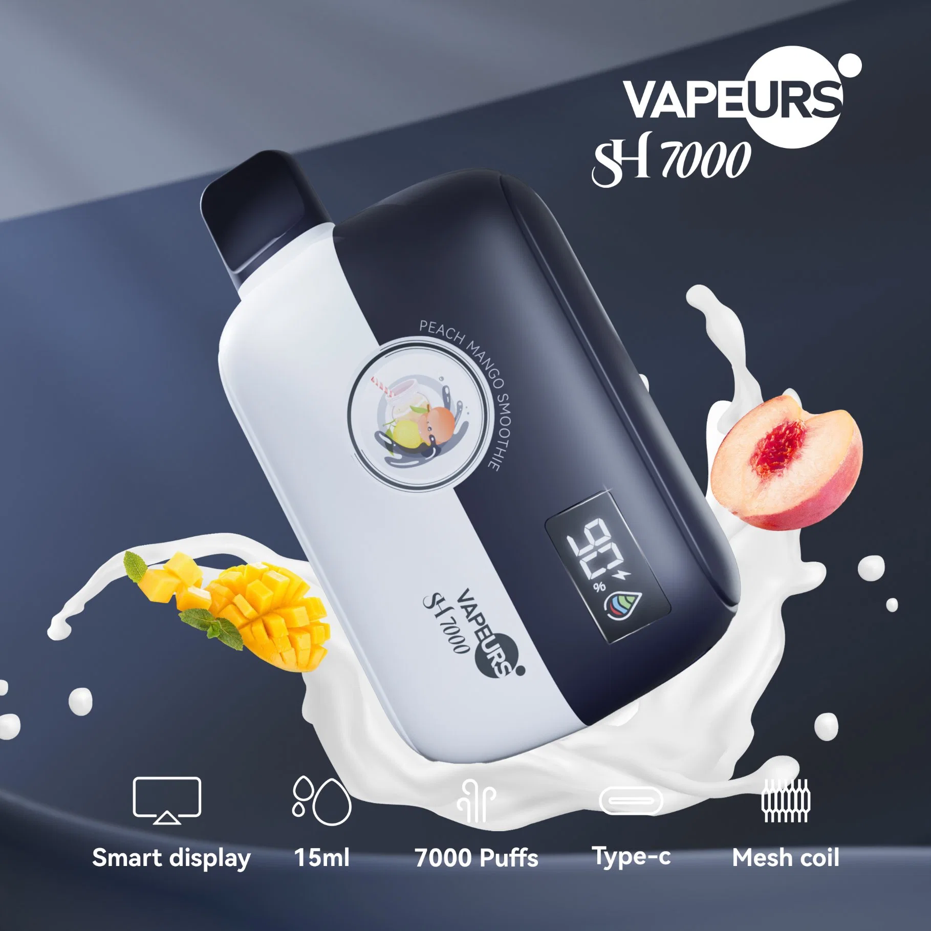 Vapeurs Sh7000 Newest Vape 7000 Puffs Disposable/Chargeable Electronic Cigarette Mesh Vape Rechargeable