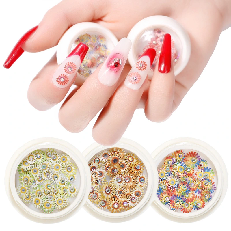 Chrysanthemum nail art sticker coloré de forme