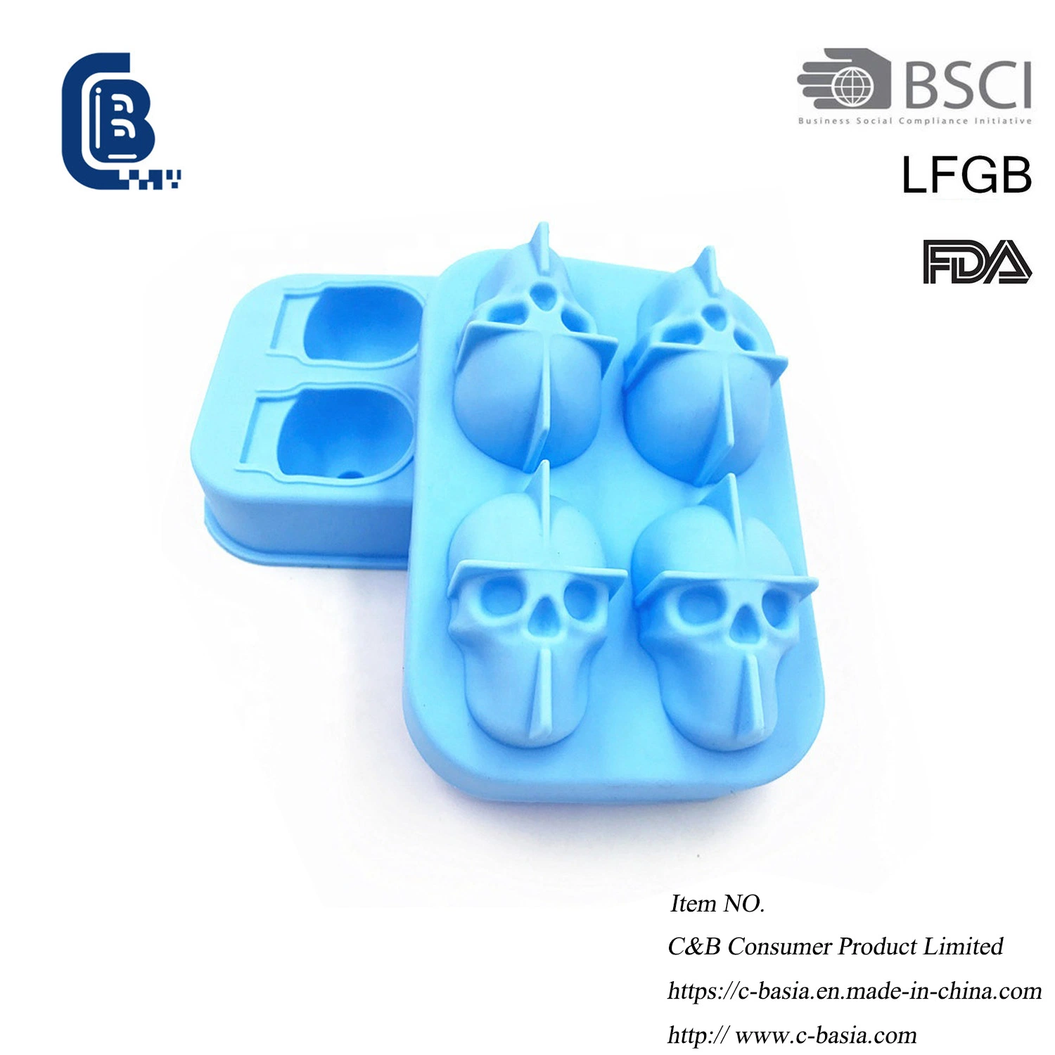 3D Silicone cranio cubos de gelo na bandeja do Molde Skulls Rodada Ice Cube Maker com boa qualidade