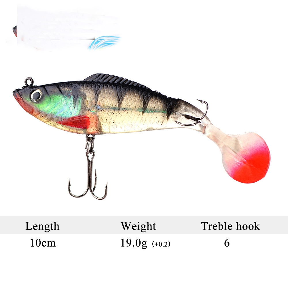 Soft Fishing Lures Jig Heads, Topwater Fishing Lures for Bass, T Tail TPR Lures Minnow Fishing Bait Big Tail with Jig Head, Soft Shrimp Lures for Saltwater