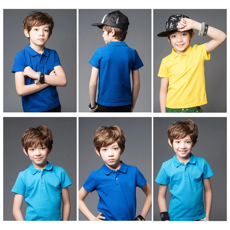 2023 Kinder Baumwolle Sport Sommer Customized Großhandel 100% Baumwolle Kinder Kurzarm-Golf-Poloshirts für Jungen