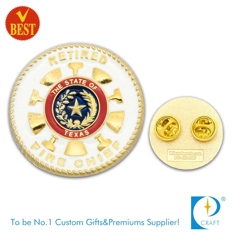 Metal Soft Enamel High quality/High cost performance  Souvenir Wholesale/Supplier Pin Badge for Retired Fire Chief