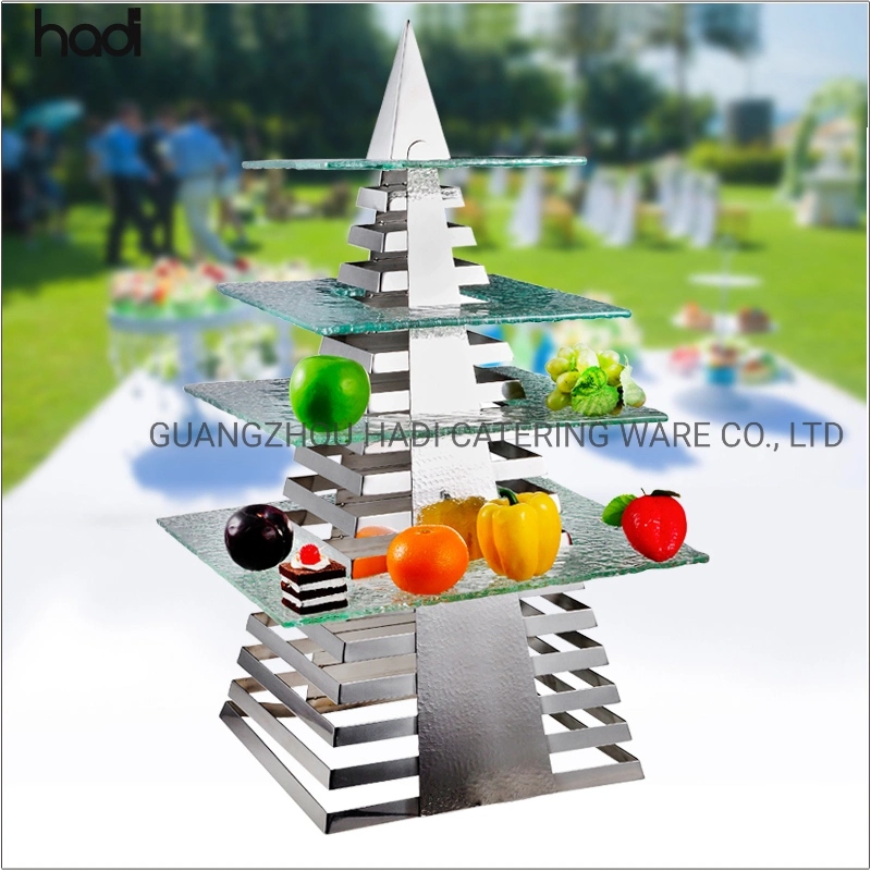 Hadi Hochzeit Supplies Afternoon Tee Display Deluxry Edelstahl Schwarz Eiffelturm Kuchen Metallständer Display mit Glasteller