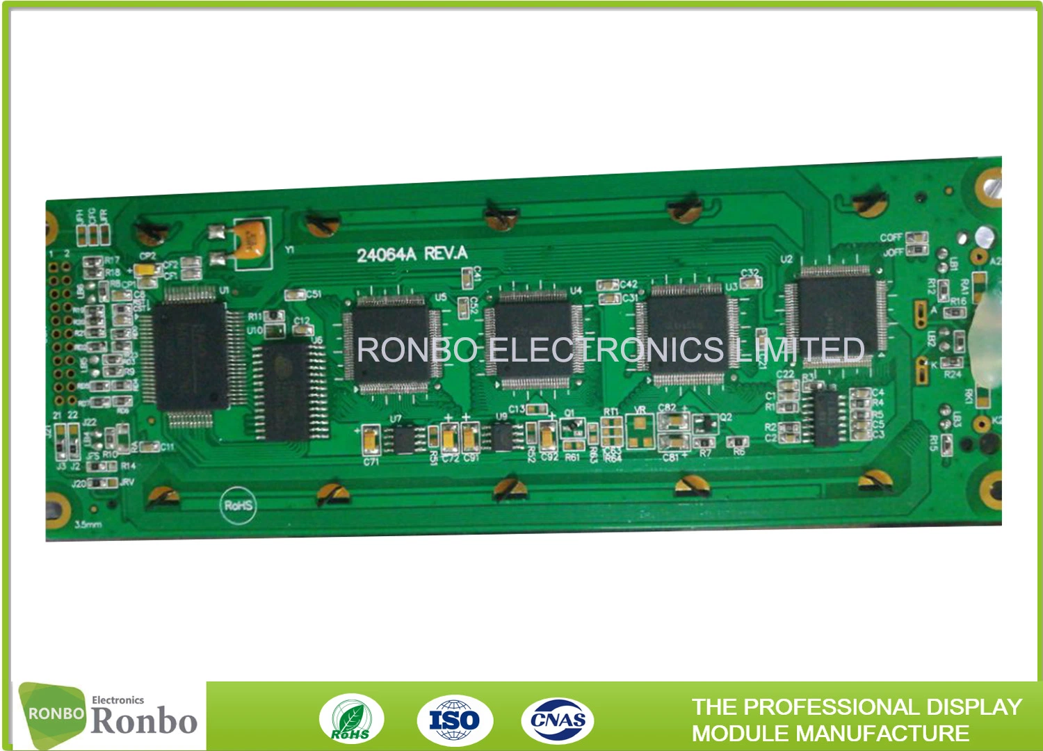 240X64 Graphic LCD Panel, MCU 8bit, Ra6963, 22pin Header, COB Stn LCD Module