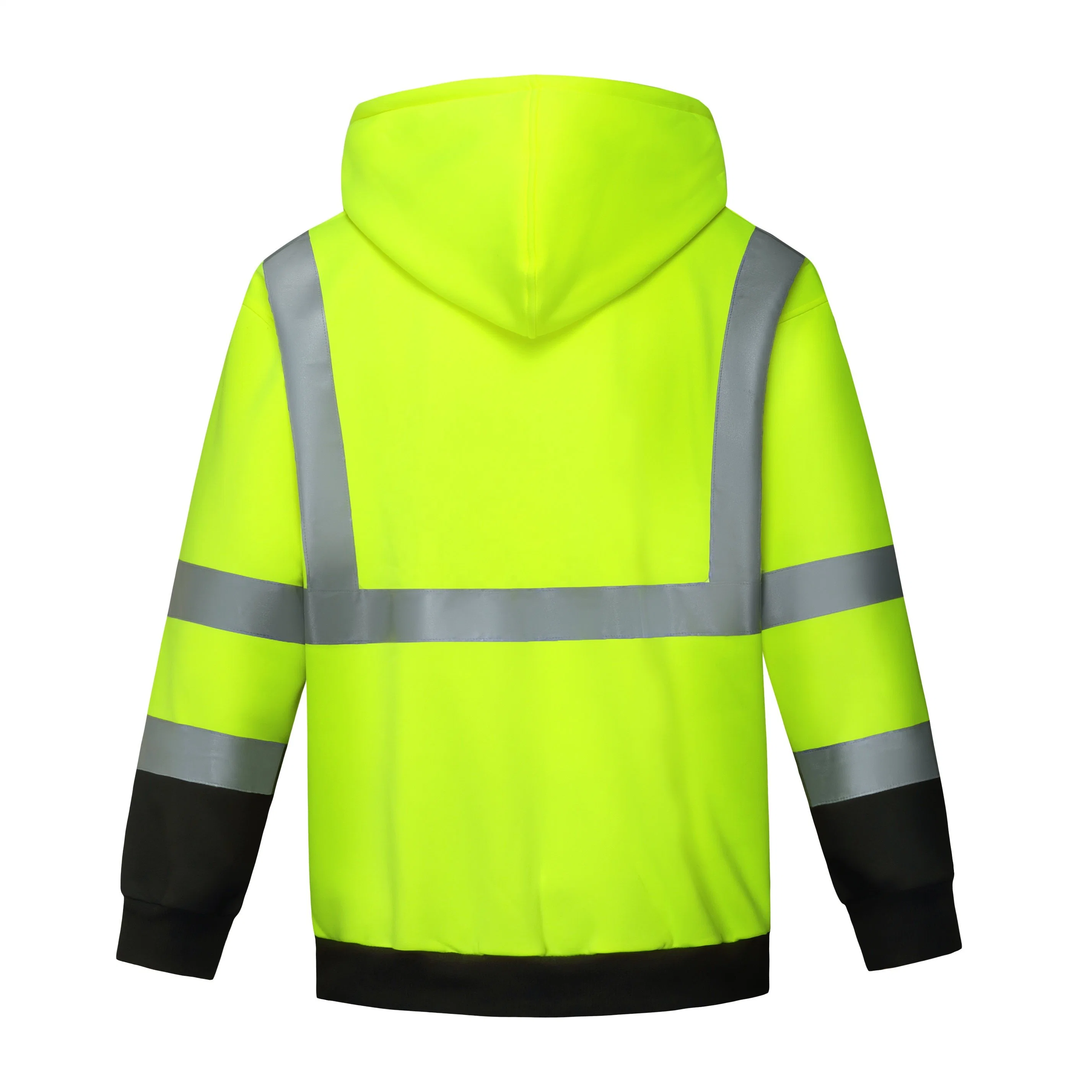 Draw Cords Safety ANSI Class 3 Sweatshirt Warm Fleece Hi Vis Hood Shirt Construction Reflective Hoodie