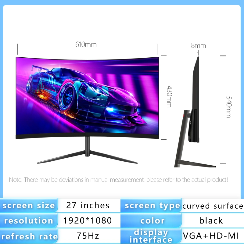 Top Fashion 19 21 24 27 32 34 Inch LED Monitor 144Hz 165Hz PC Display 4K 2K Curved Gaming Monitor Display