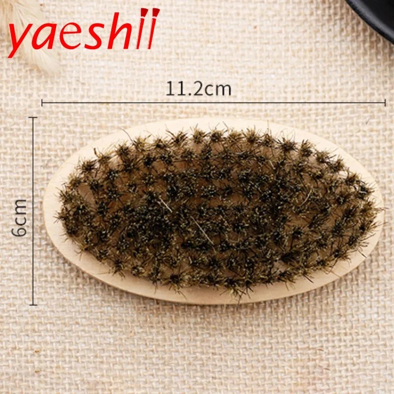 Yaeshii Natural Boar Bristle Beard Brush for Men Bamboo Face Massage to Comb Beards and Mustache