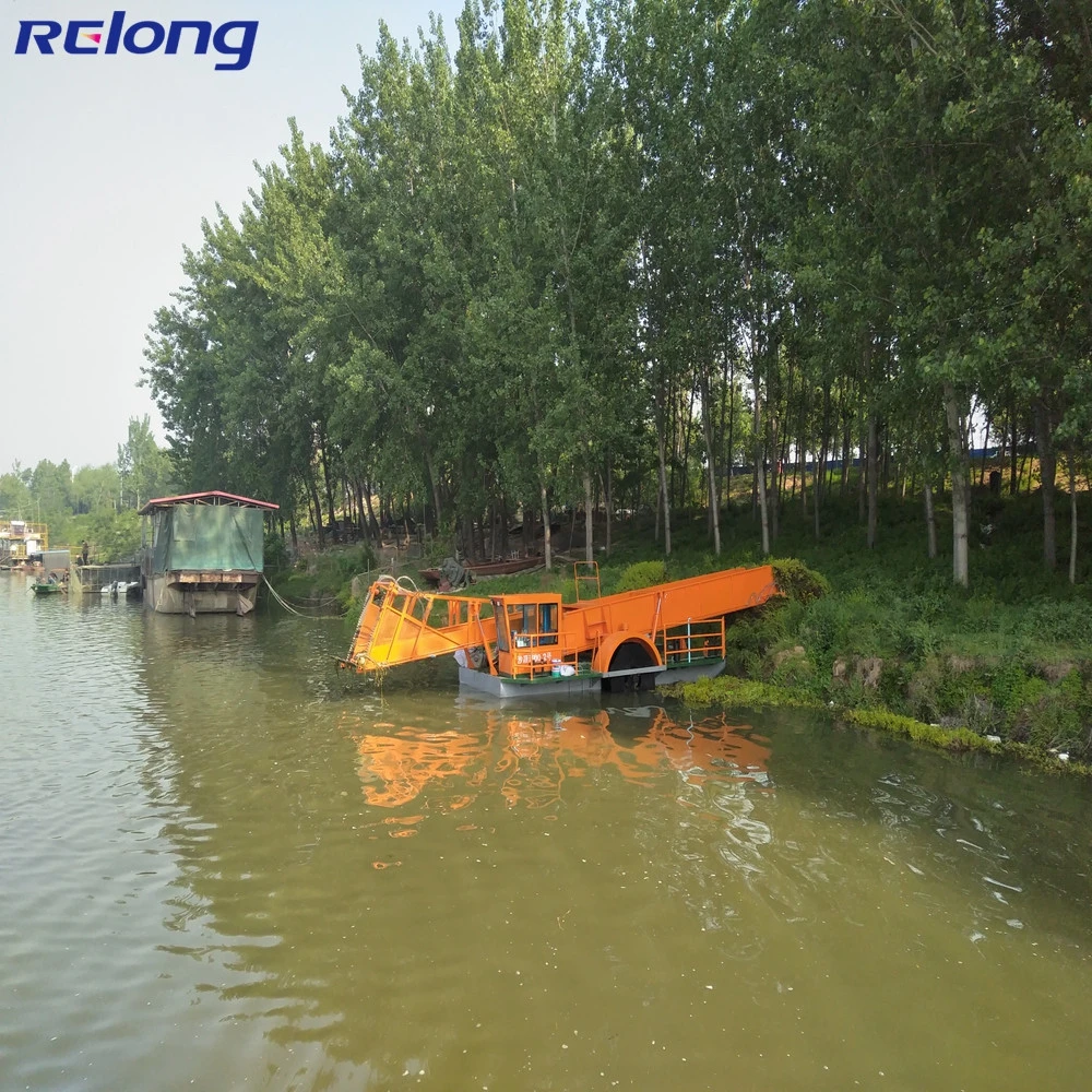 La siega automático bote/maleza acuática Harvester/ restos flotantes de limpieza de equipos de recolección de basura