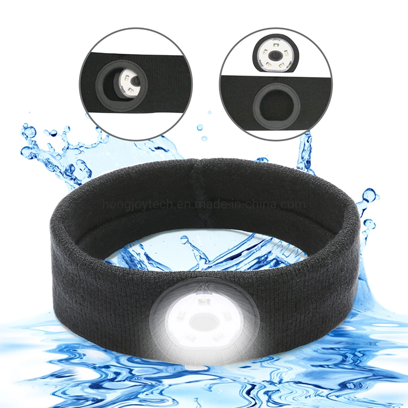 La tecnología inalámbrica Bluetooth Música Eyemask cubierta, Diadema de faros con luz LED Linterna Mircophone auriculares, para dormir, correr, la pesca, camping, Pasear perro