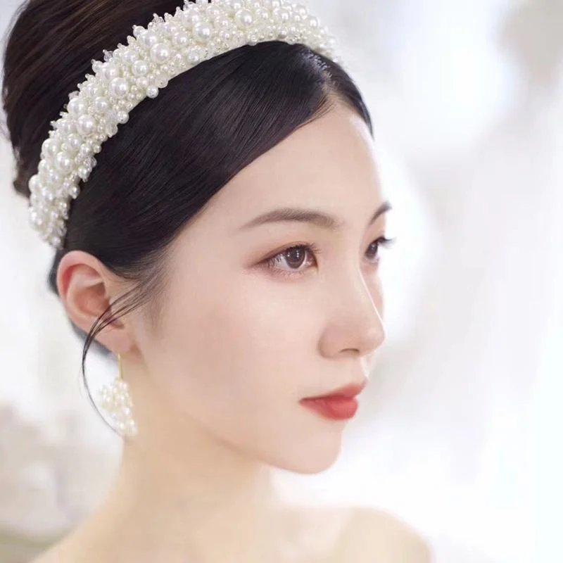 High quality/High cost performance  Luxury Fashion Pearl Hairband Korean Simple Hair Accessories Fine Headband for Women Girls