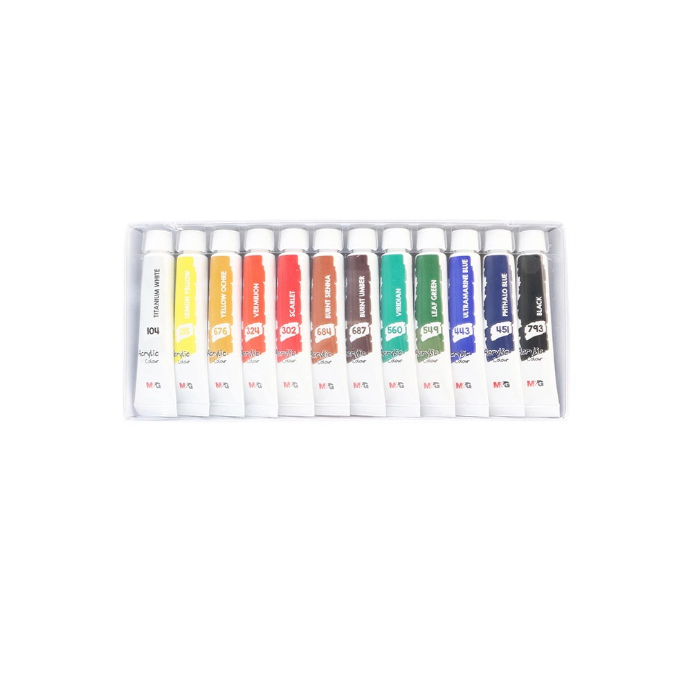 Non-Toxic Water-Based permanent promotionnel 12 couleurs de l'artiste de la peinture acrylique