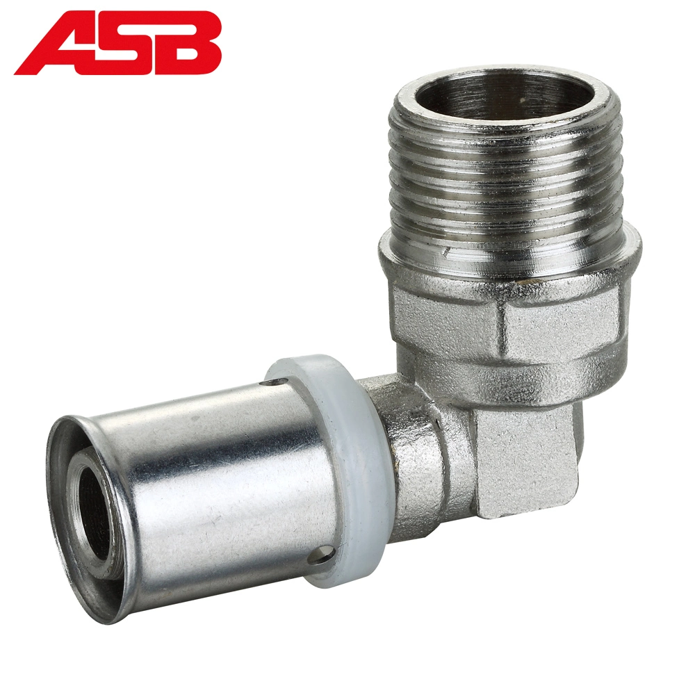 Asb Brass Press Pipe Fitting Thread Elbow Fitting for Pex Al Pex Hot Water Floor Heating Pipes