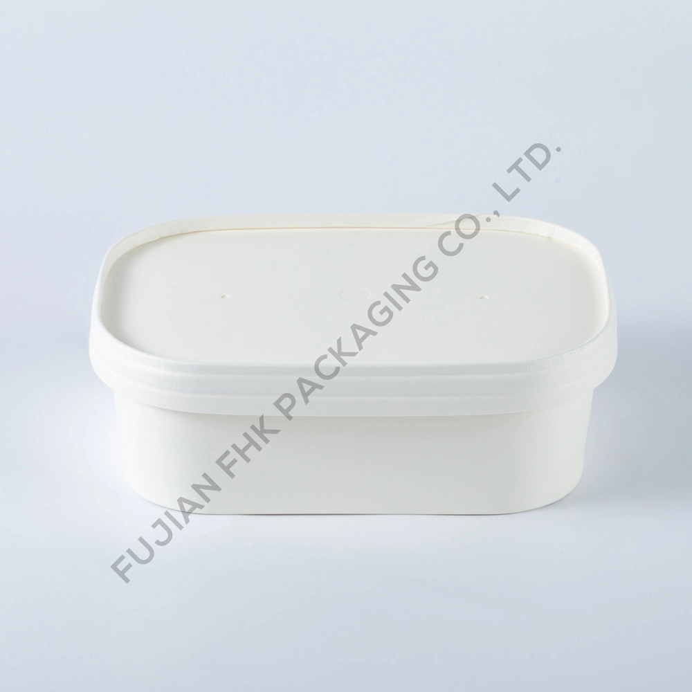 FDA/EU Approval Biodegradable Compostable Packing Paper Bowl Square Salad Cardboard Large Kraft Paper Food Box with Lid