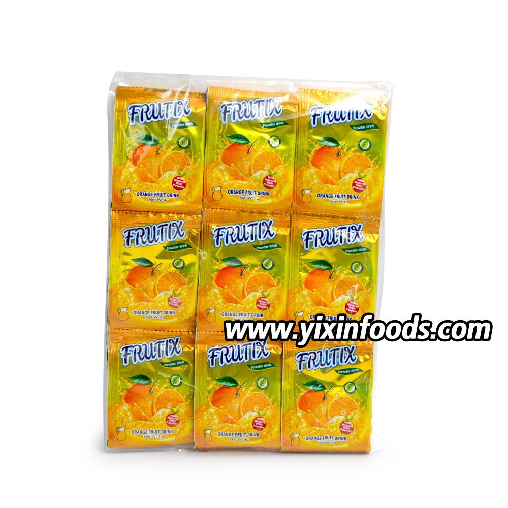 Frutix Orange Flavor Instant Juice Powder Drink in Bag Packing