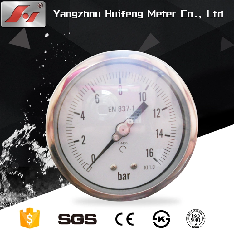 100mm Lower All Stainless Steel Argon Arc Welding Liquid Filled Pressure Gauge 1000bar