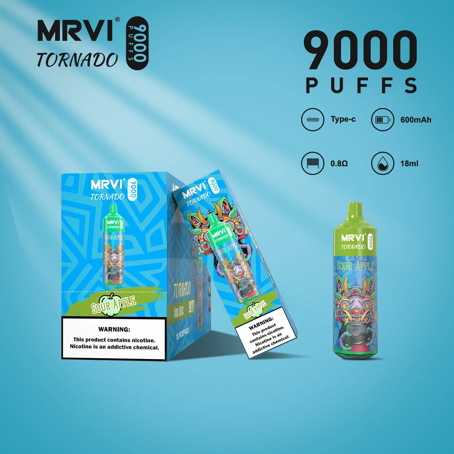 Mrvi Tornado 9000 Лучший Puff Bc5000 0%2%3%5% в Stocks OEM Перезаряжаемый Randm Tornado 7000 E Прикуриная никотина Шэньчжэнь Заводская цена