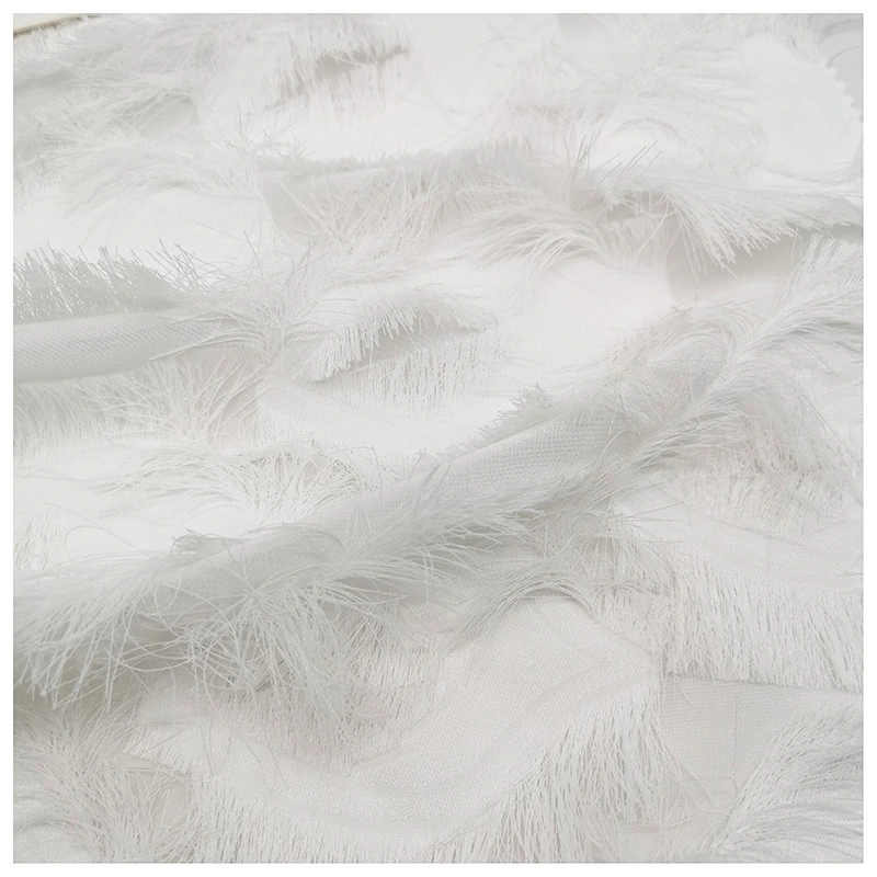 Custom Cut Flower Foliage Pattern Tassels Polyester Chiffon Fabric for Evening Dress/Blouse