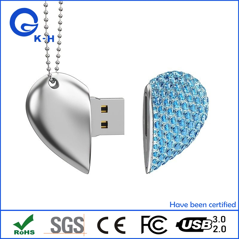 Topesel Joyas corazón forma USB Flash Memory Stick Colgante Collar 16GB