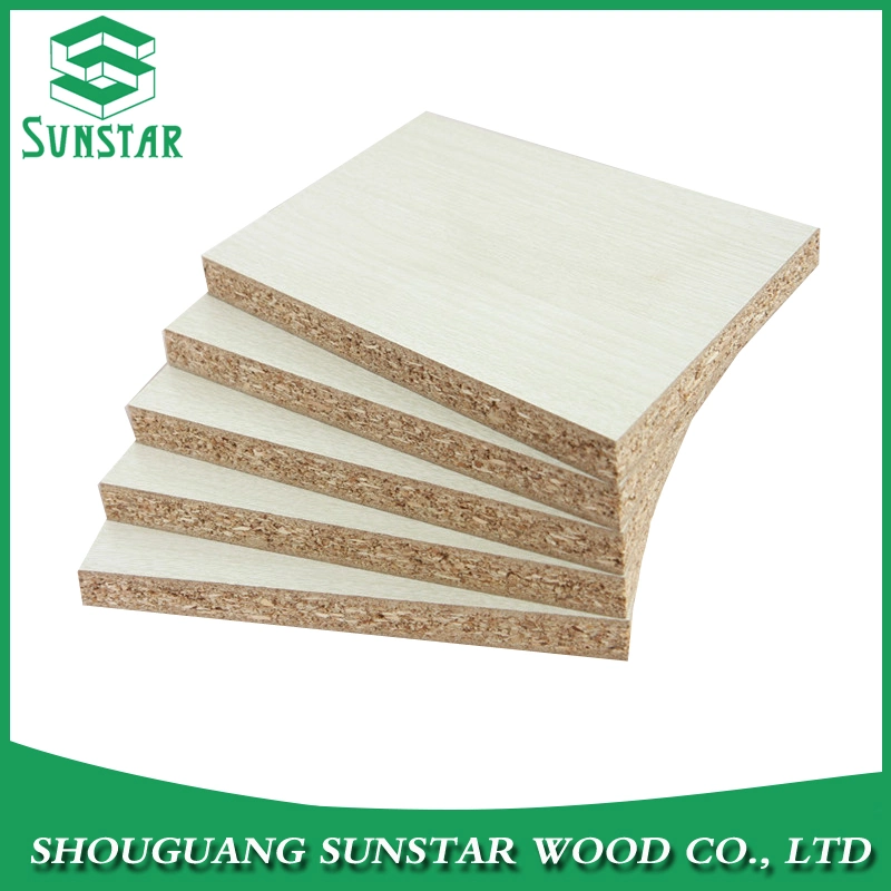 E1 E2 4*8FT 18mm/16mm/15mm/9mm Embossed Finish Melamine Plain Veneer Wood Grain Solid Color Particle Board Chipboard for Furniture and Building Material