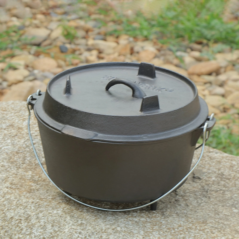 Multifunction Outdoor Camping Cast Iron Dutch Oven 9L with Grill Lid