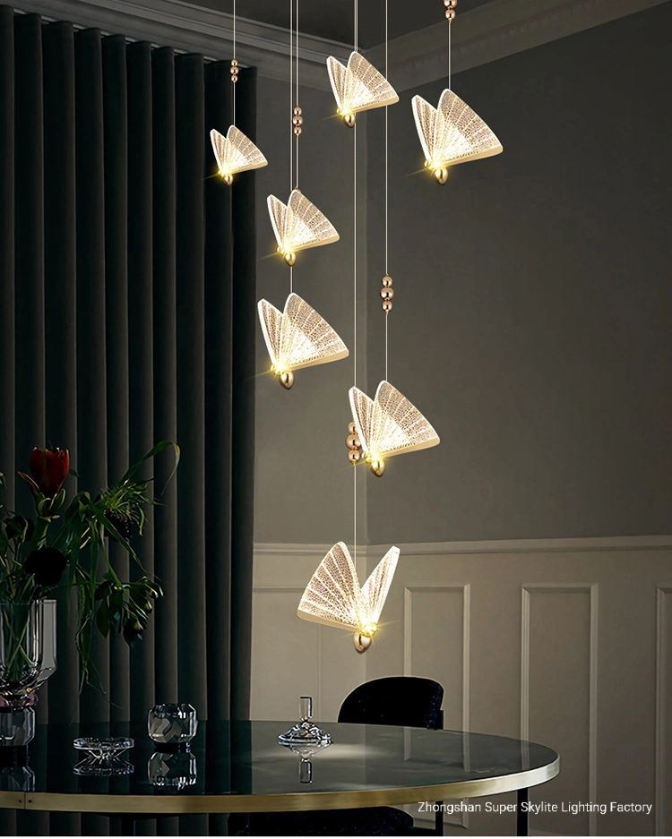 Super Lustre Skylite no quarto Butterfly luz LED lustre a Lâmpada pendente do Refletor