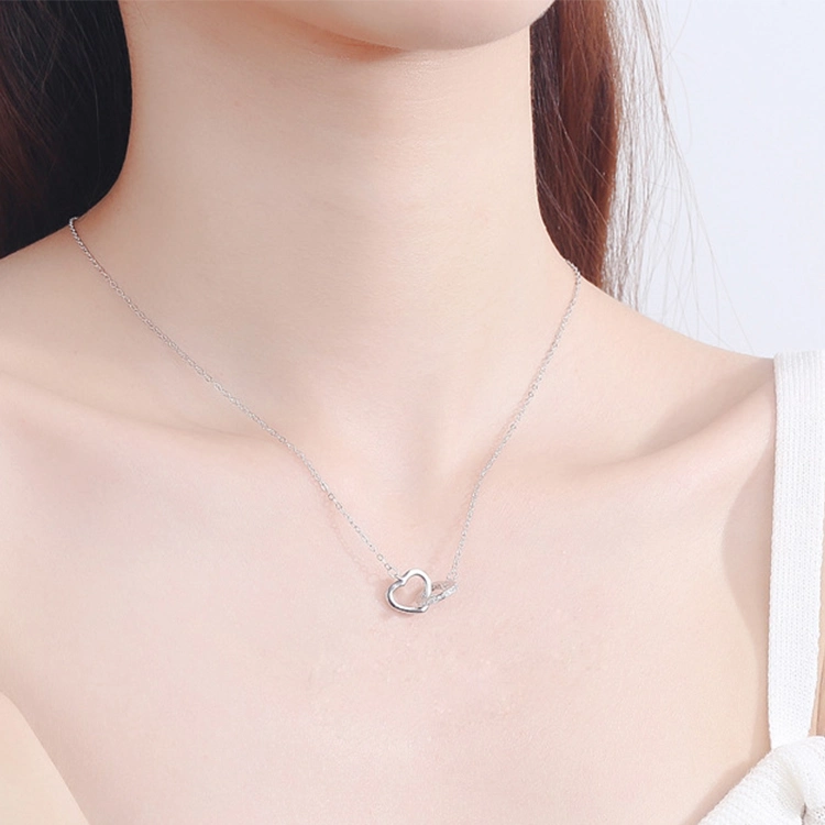 Silver Pendant Necklace The Ring of Heart Shape Jewelry Pendant Necklace