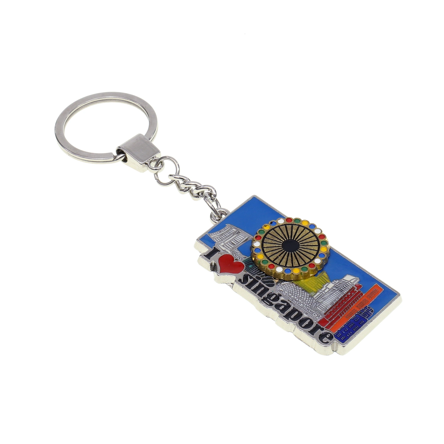 Manufacturer Promotional Wholesale Design Sublimation Keyring Custom Logo Rotatable Souvenir Metal