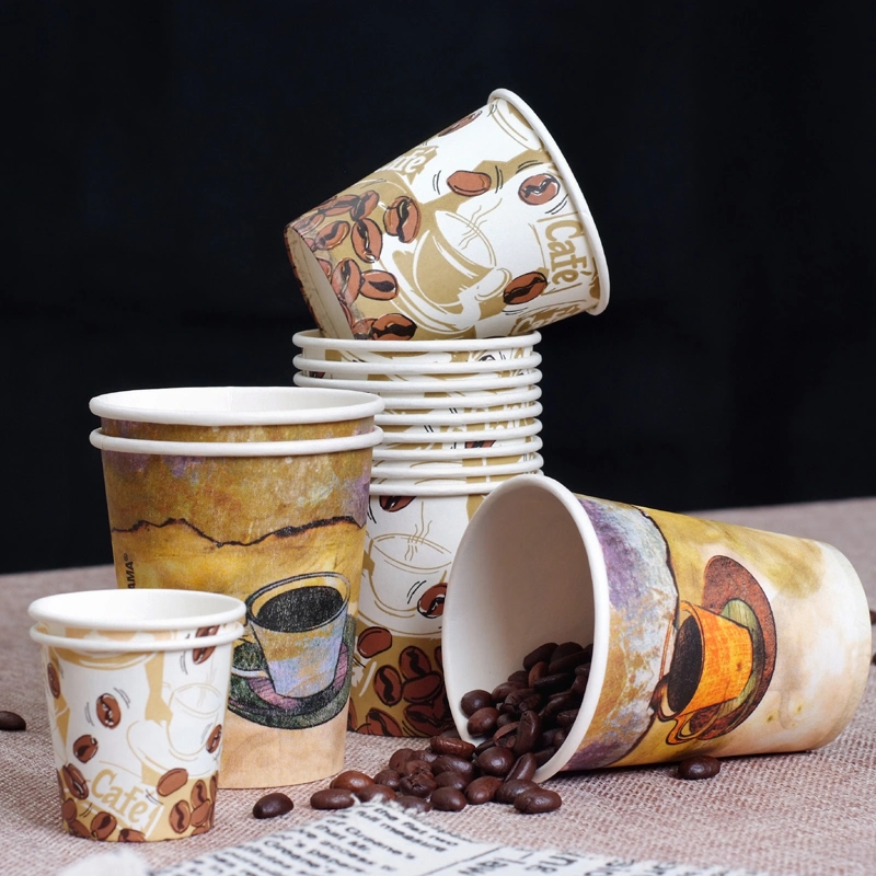 Custom Printed Cheap Price New Design Disposable Paper Coffee Cup with White Lid