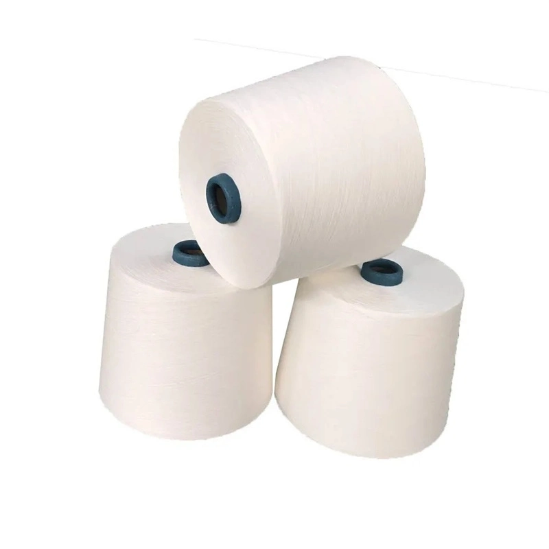 Competitive Price Factory Stock Ne30s Raw White Polyester Yarn Spun