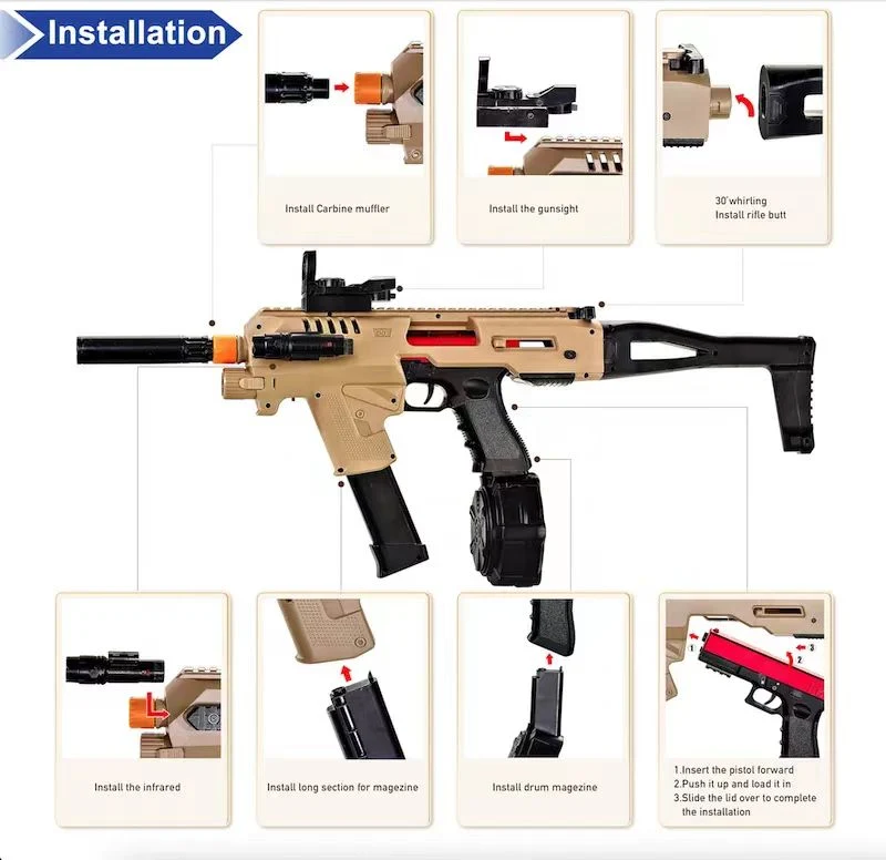 Готов к отправке Carbine комплект для переоборудования гель шарик Blaster ручного и автоматического игрушечный пистолет Пистолетный отруб де Hidrogel подарок цвета черного цвета