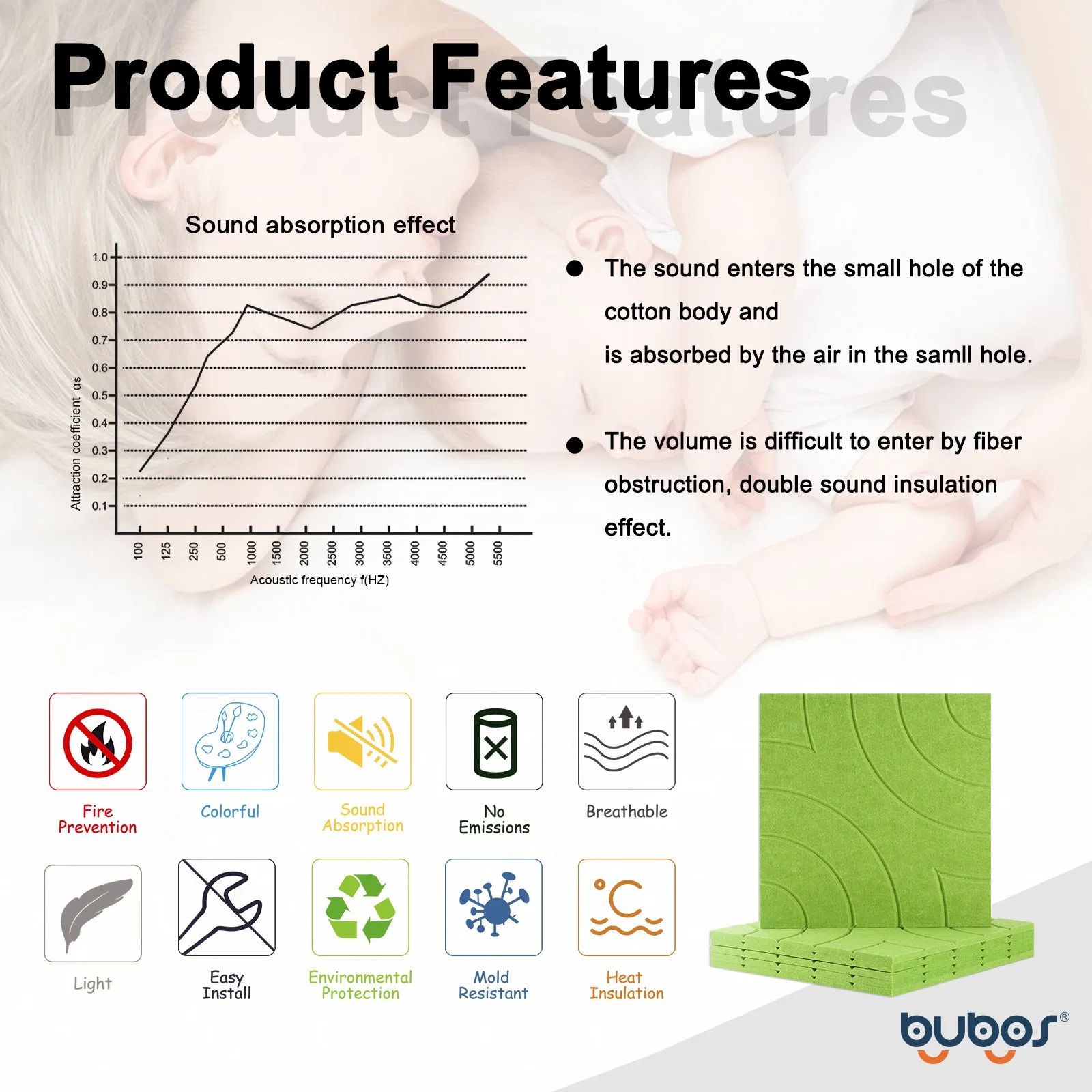 Bubos 3D Wall Acoustic Diffuser Carved Polyester Acoustic Panel for Decorative Walls