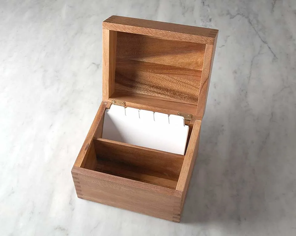 Customization Wood/Wooden Recipe Box with 2 Compartments for Letters/Cards/Photos Storage