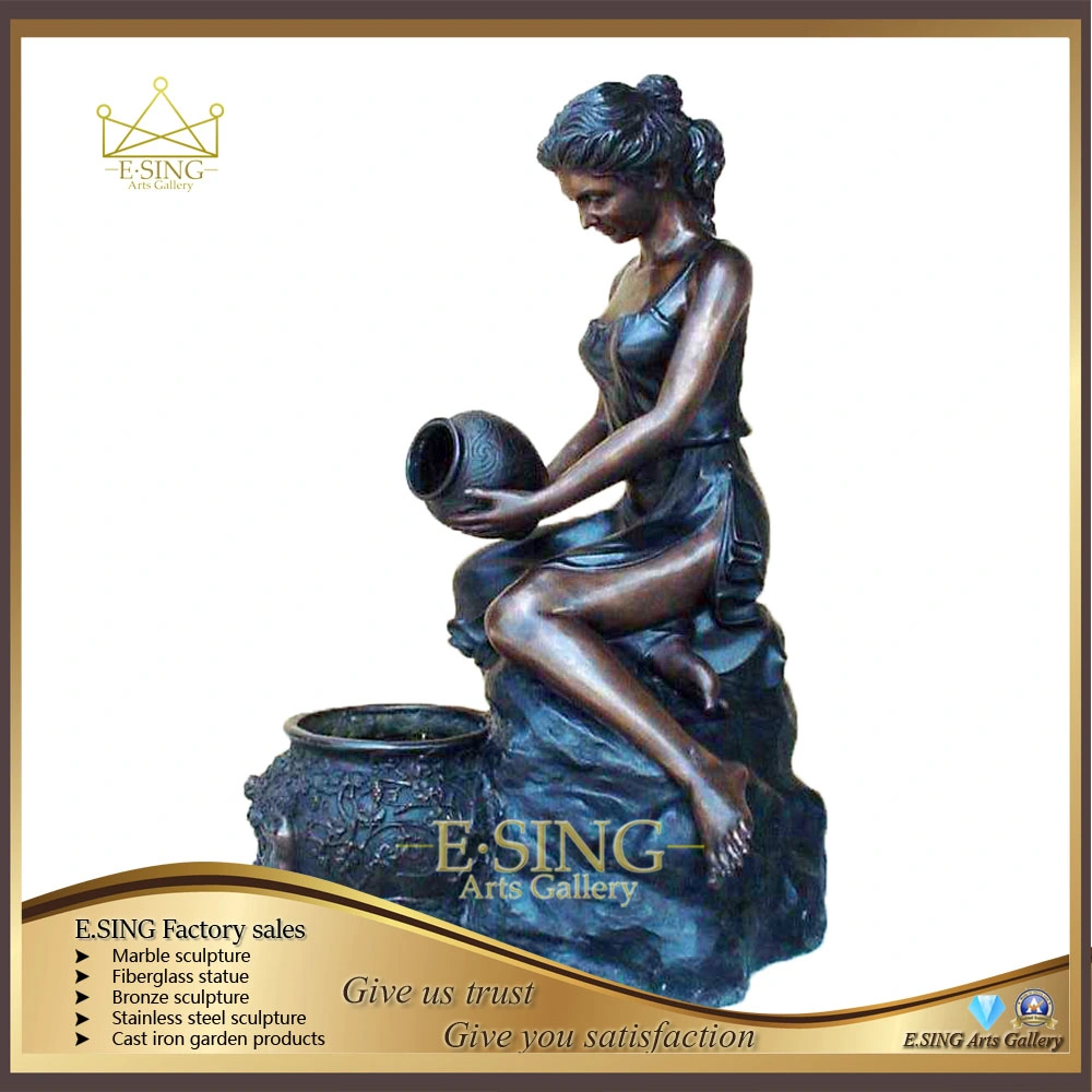 Large Outdoor Brass Casting Bronze Two Layers Water Fountain Sculpture for Garden Decoration