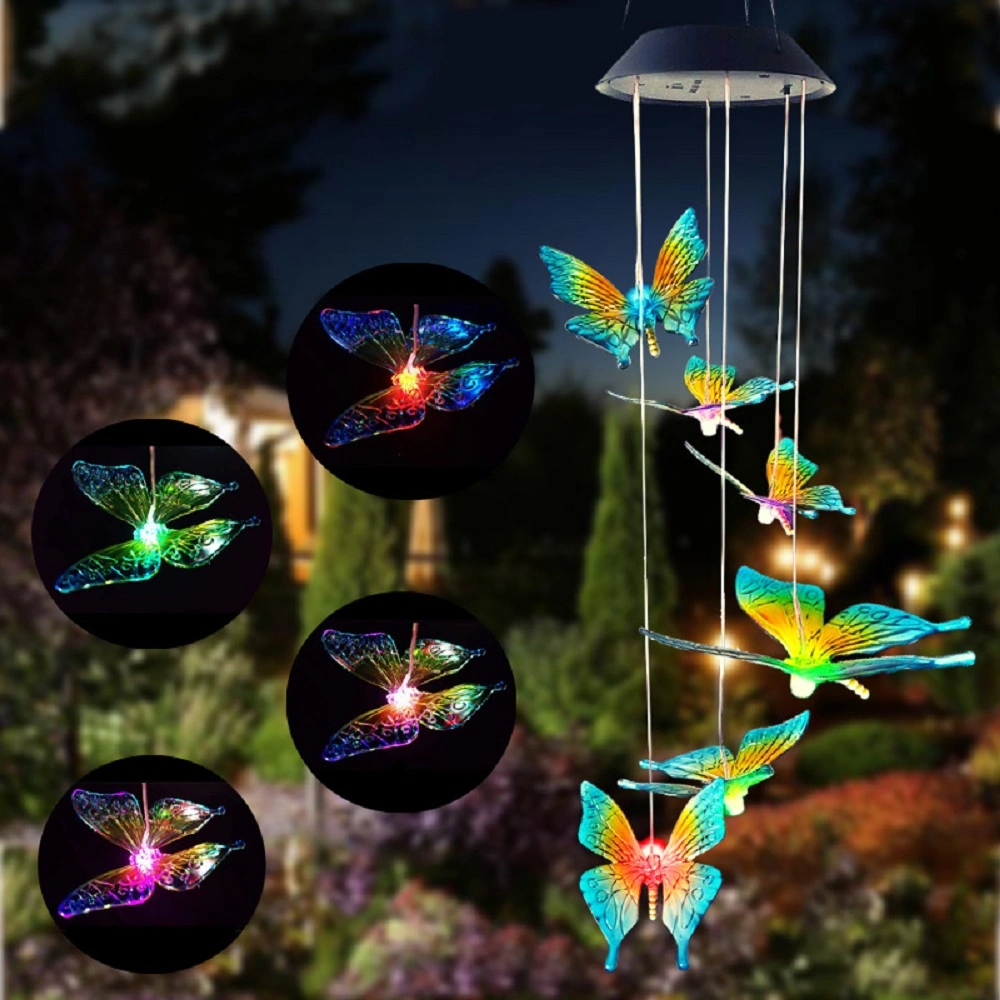 Butterfly Solar Wind Chime Light Color Changing Solar Chimes Outdoor Decoration Lights Wind Chime Solar Lamp Bl18493