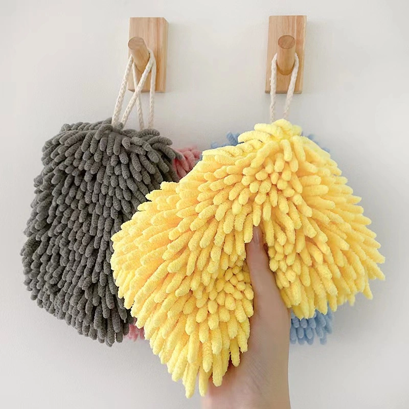 Daily Use Kitchen Bathroom Cleaning Pad Water-Absorbing Quick-Drying Chenille Hand Towel