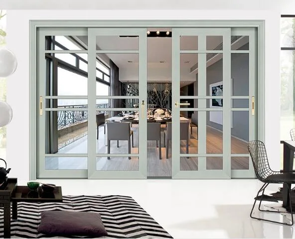 Security Exterior Aluminium Alloy Tempered Glass Sliding Window Door Automatic House Kitchen Entrance Aluminum Steel Patio Doors Price with Grill Design