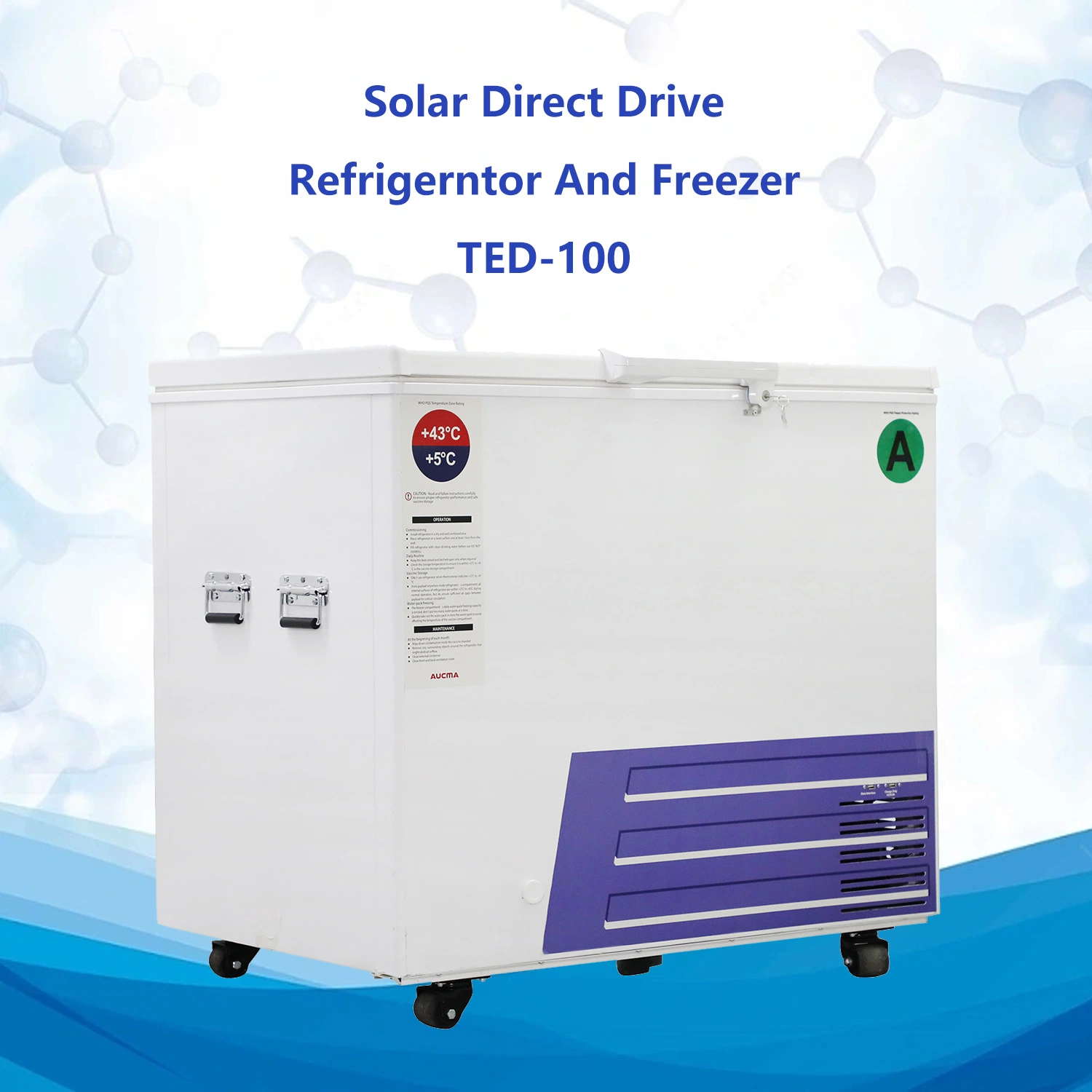 Used for Vaccine Storage 2-8 Degree Solar Vaccine Refrigerator Tcd-100