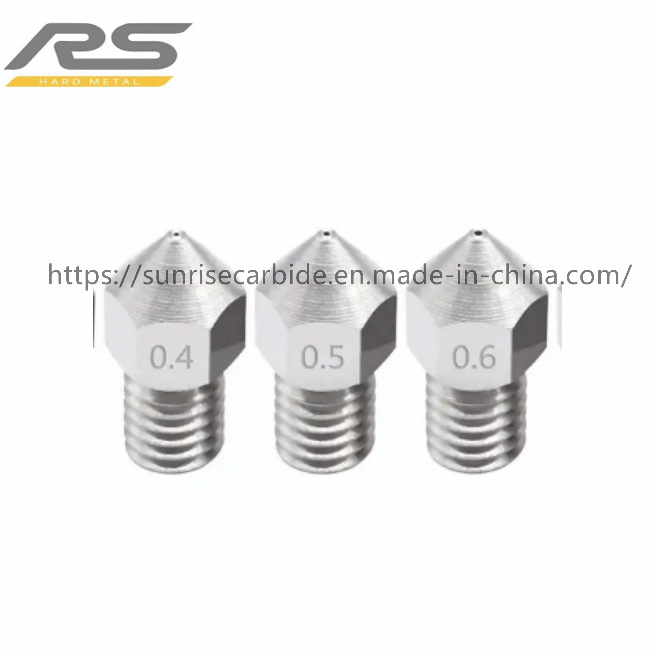 Tungsten 3D Printer Nozzles with 0.4mm Filament & M6 Thread Made in China