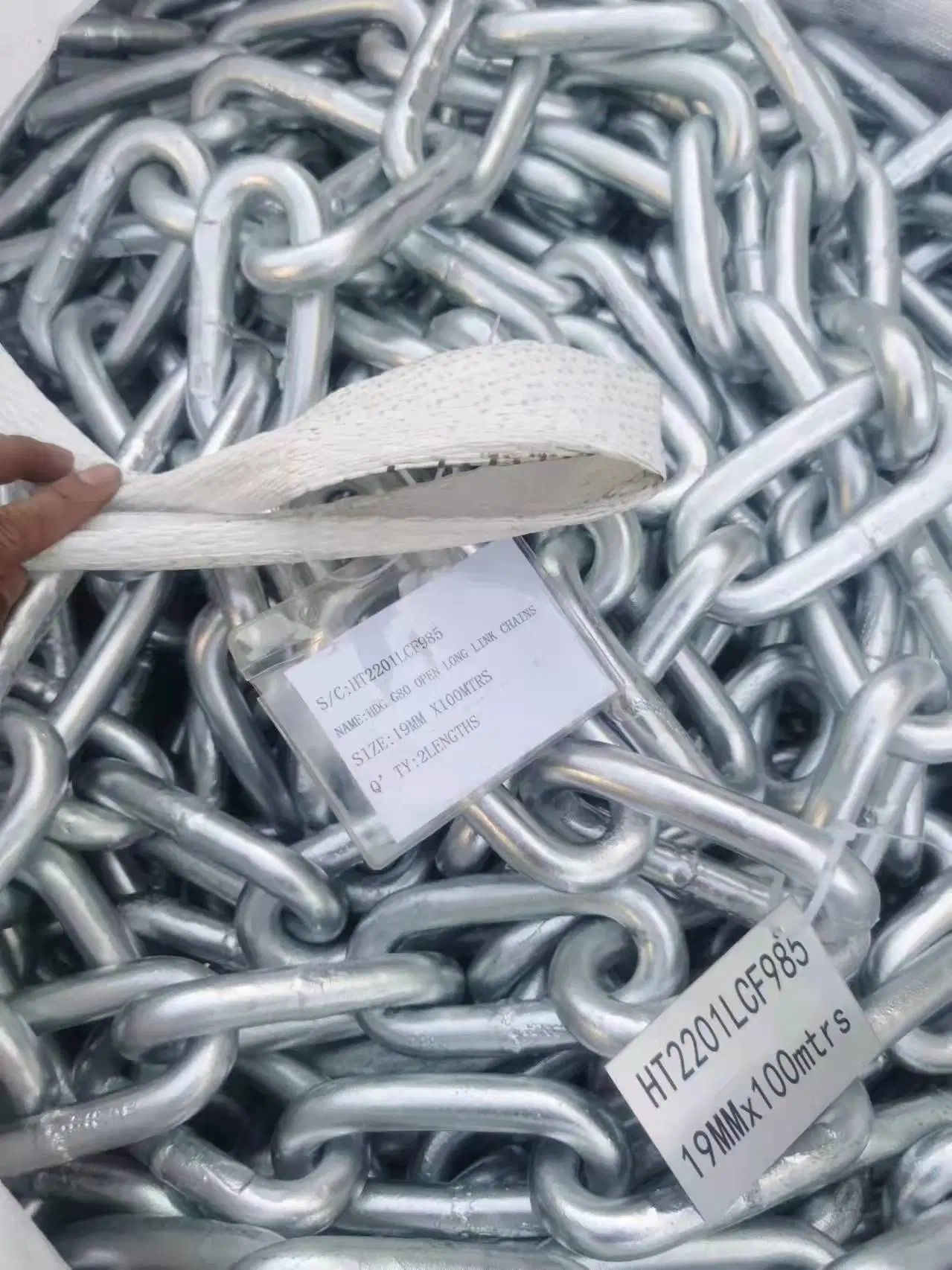 30 Years Chain Factory G80 Lashing Chain Hot DIP Galvanized 13*82/13*80/14*80mm 20mn2 Container Lashing, Port Dock Cargo Transport