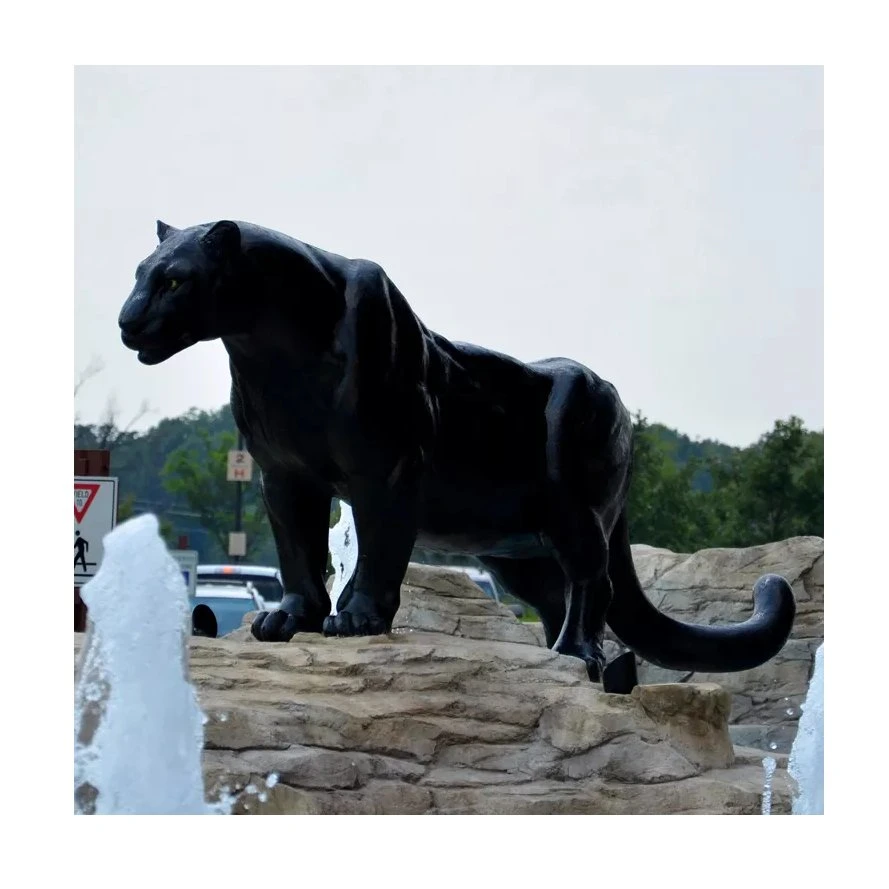 Garden Decorative Bronze Life Size Panther Statue Animal Panther Sculpture