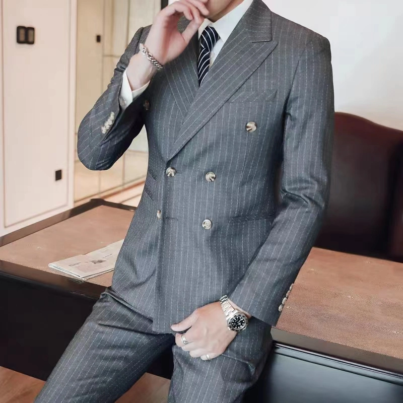 Bespoke Clothing Men 3 Piece Suit Double-Breasted Striped Suit for Many Ocassions Garment