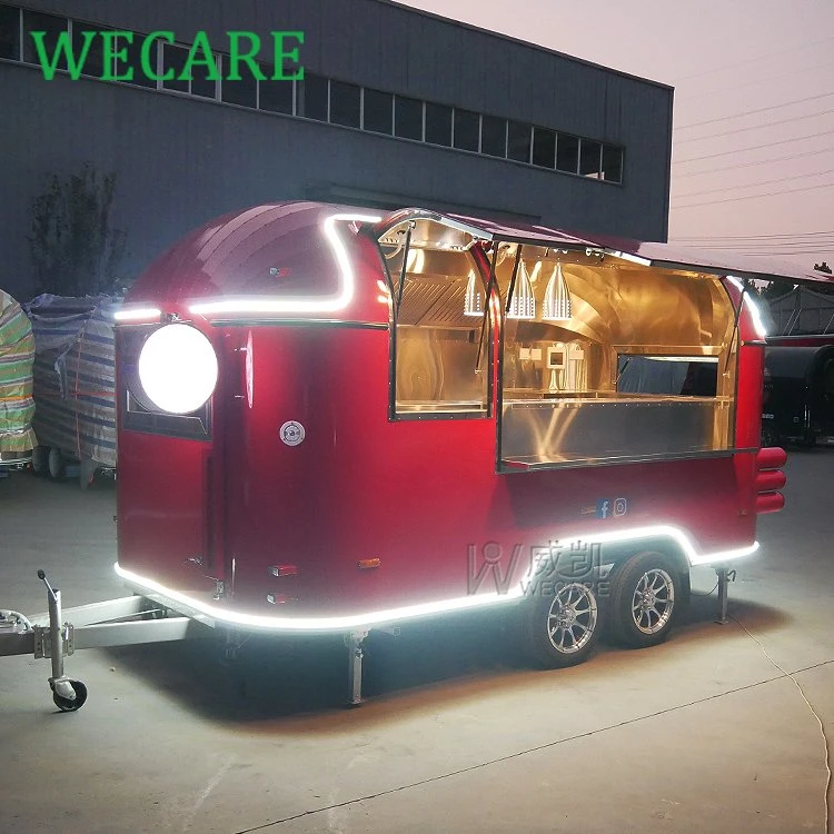 Wecare Carritos de Comida Rápida Móviles Personalizados de Helados y Café con Remolque de Camión Airstream Totalmente Equipado con Cocina Completa en Venta.