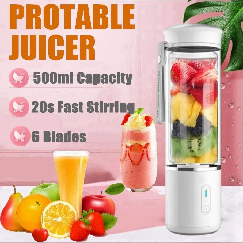 Portable Travel Juicer Cup USB Rechargeable Electric Mini Fruit Blender