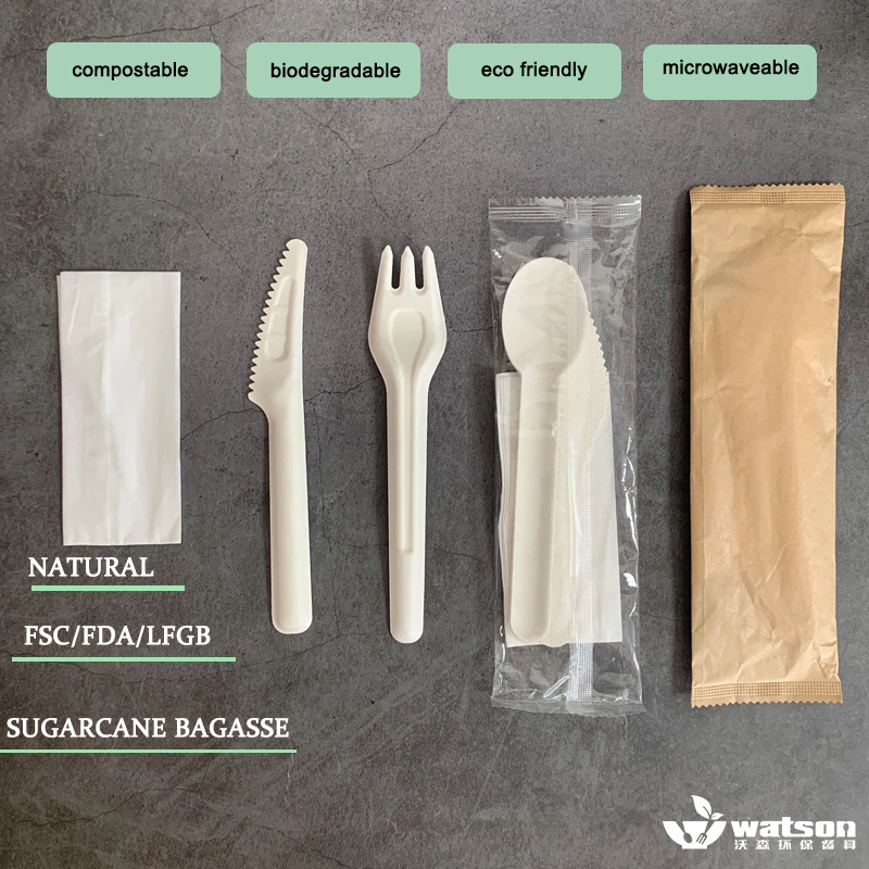 Watsonpak Eco Sugarcane Bagasse Pulp Tableware for Restaurant Hotel Party Disposable Best Biodegradable Tableware