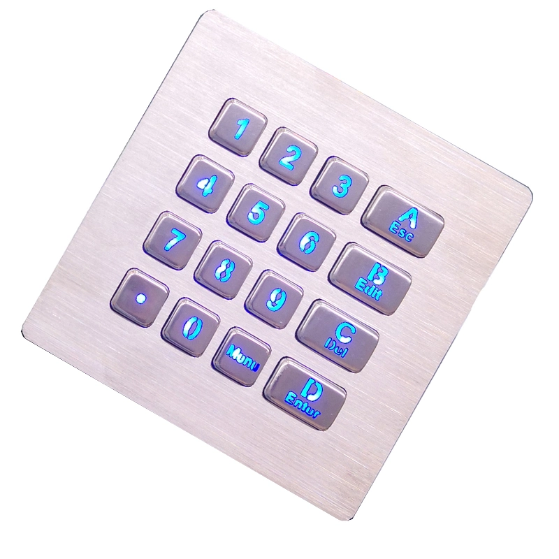 Customized Industrial Numeric Keypad with 16 Backlited Keys Used for Low-Lit Environment