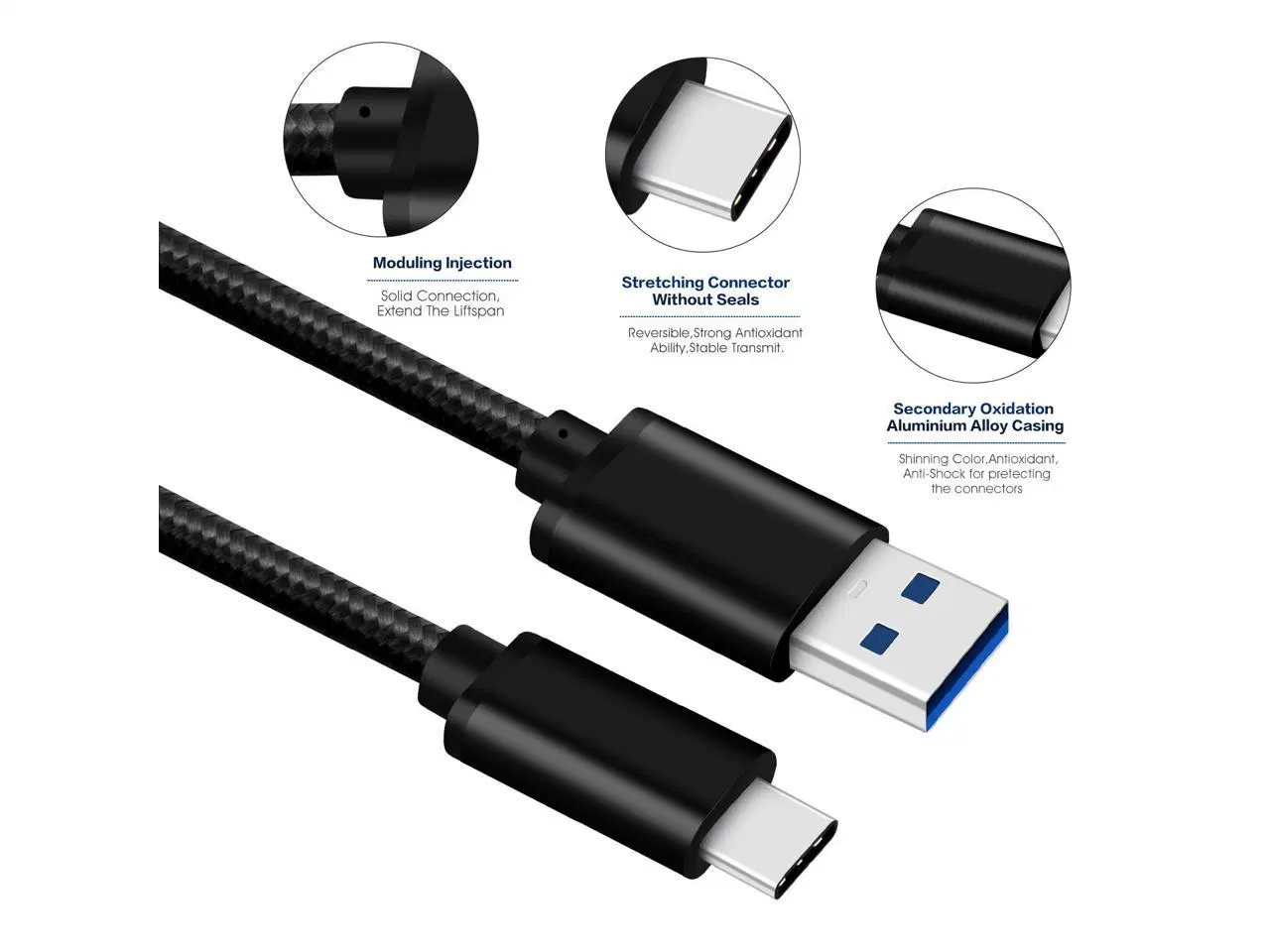 USB Typ C Kabel Schnellladung USB-C Schnellladung Mobil Datenkabel